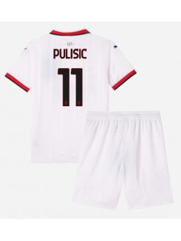 Billige AC Milan Christian Pulisic #11 Bortedraktsett Barn 2024-25 Kortermet (+ Korte bukser)